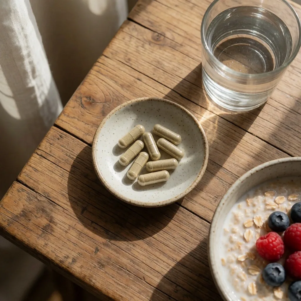 Morning wellness routine flat lay